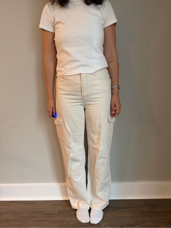 Old Navy Pants - Old Navy Neutral Cream High-Rise Cargo Trousers